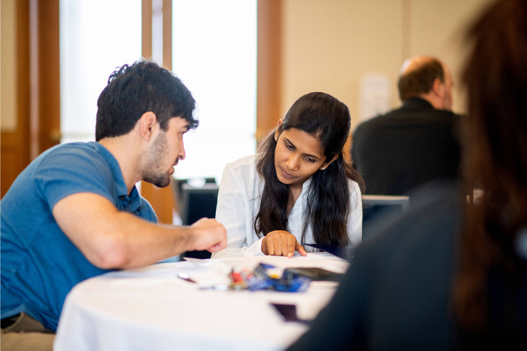 two students talking